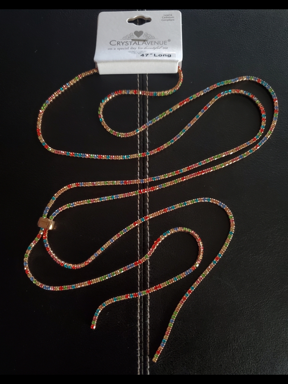 Multicolor Rhinestone Tennis Bolo  Necklace